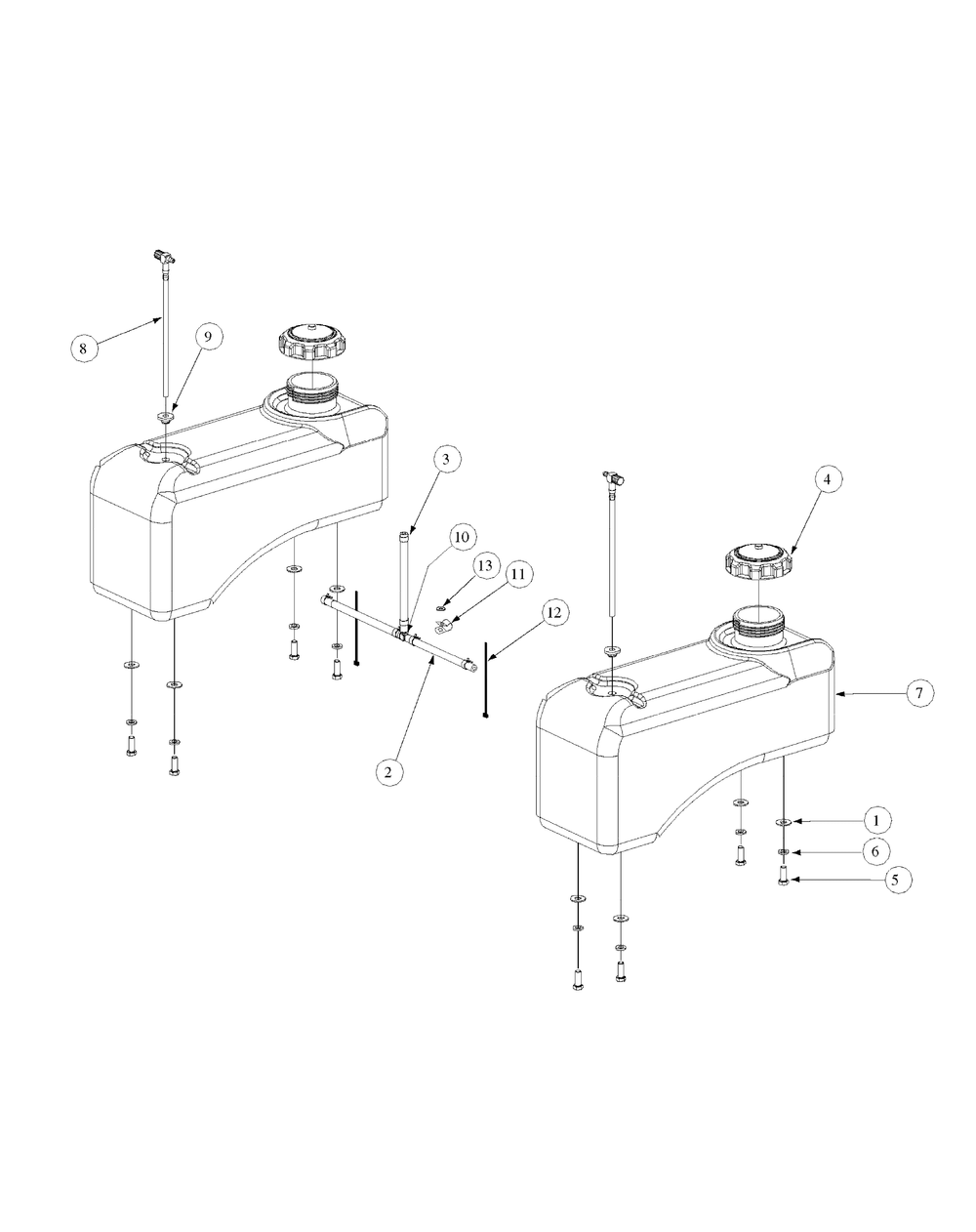 Fuel Tank Assembly Diagram and Parts List for M50-KHS 53AB5BBP750-23HP-OHV Cub Cadet Lawn Tractor